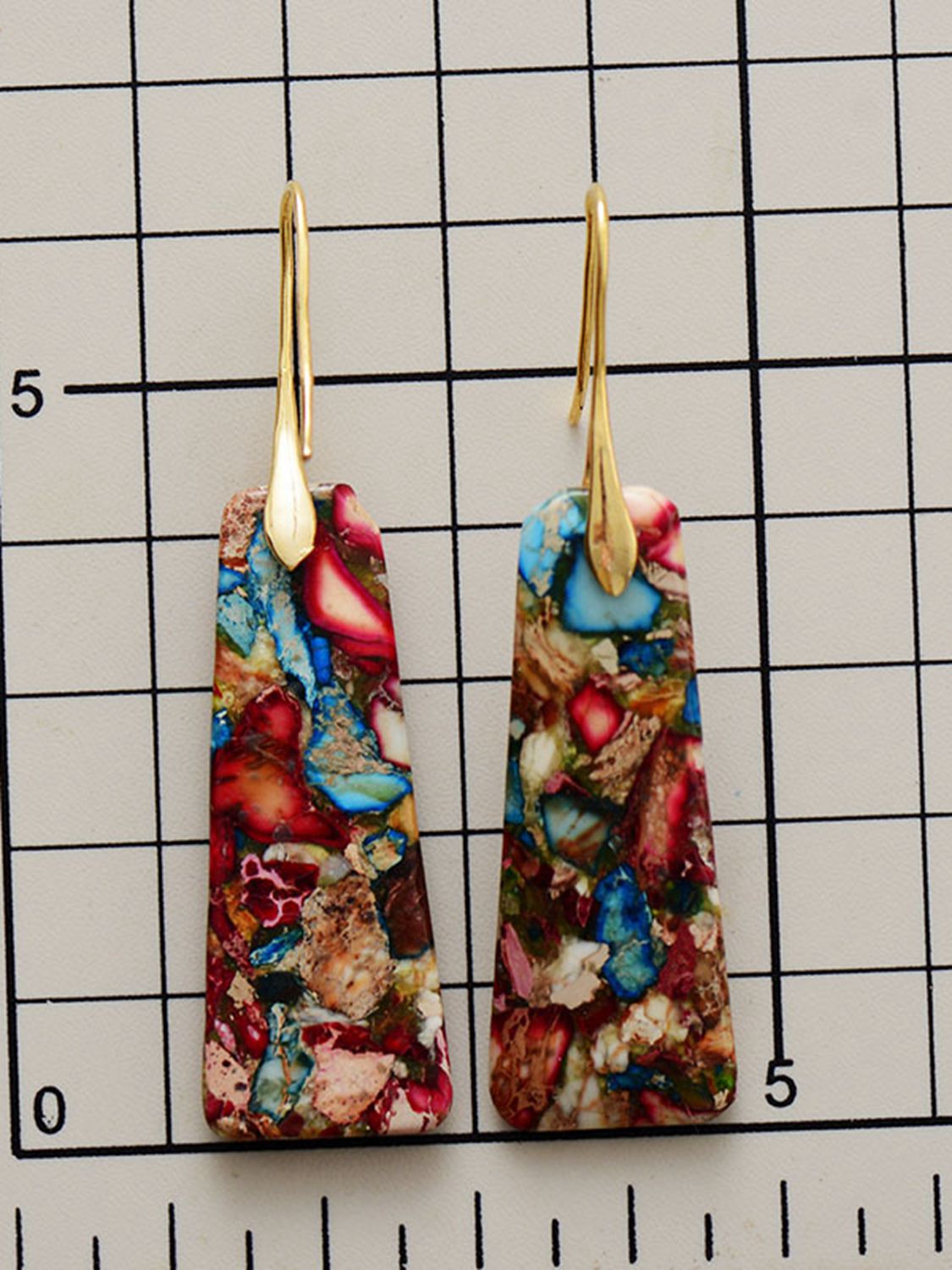 geometric jasper dangle hoops