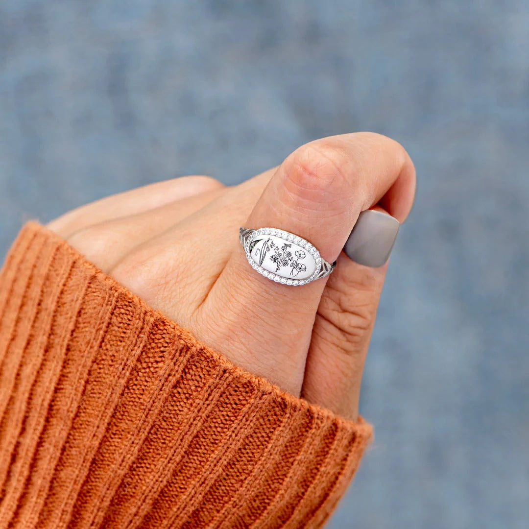 floral epoxy zircon ring