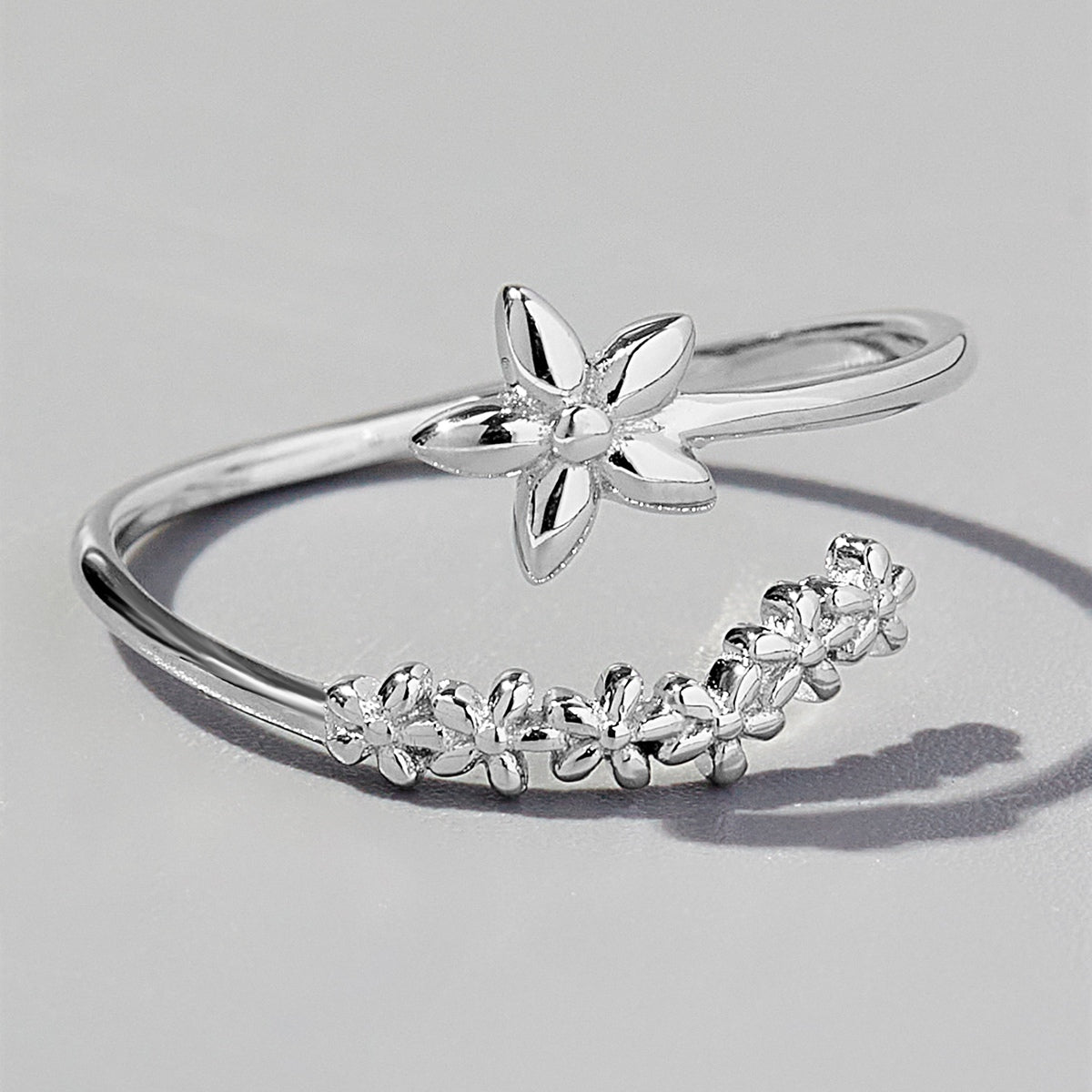 floral silver ring