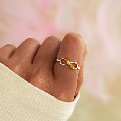 feather zircon silver ring
