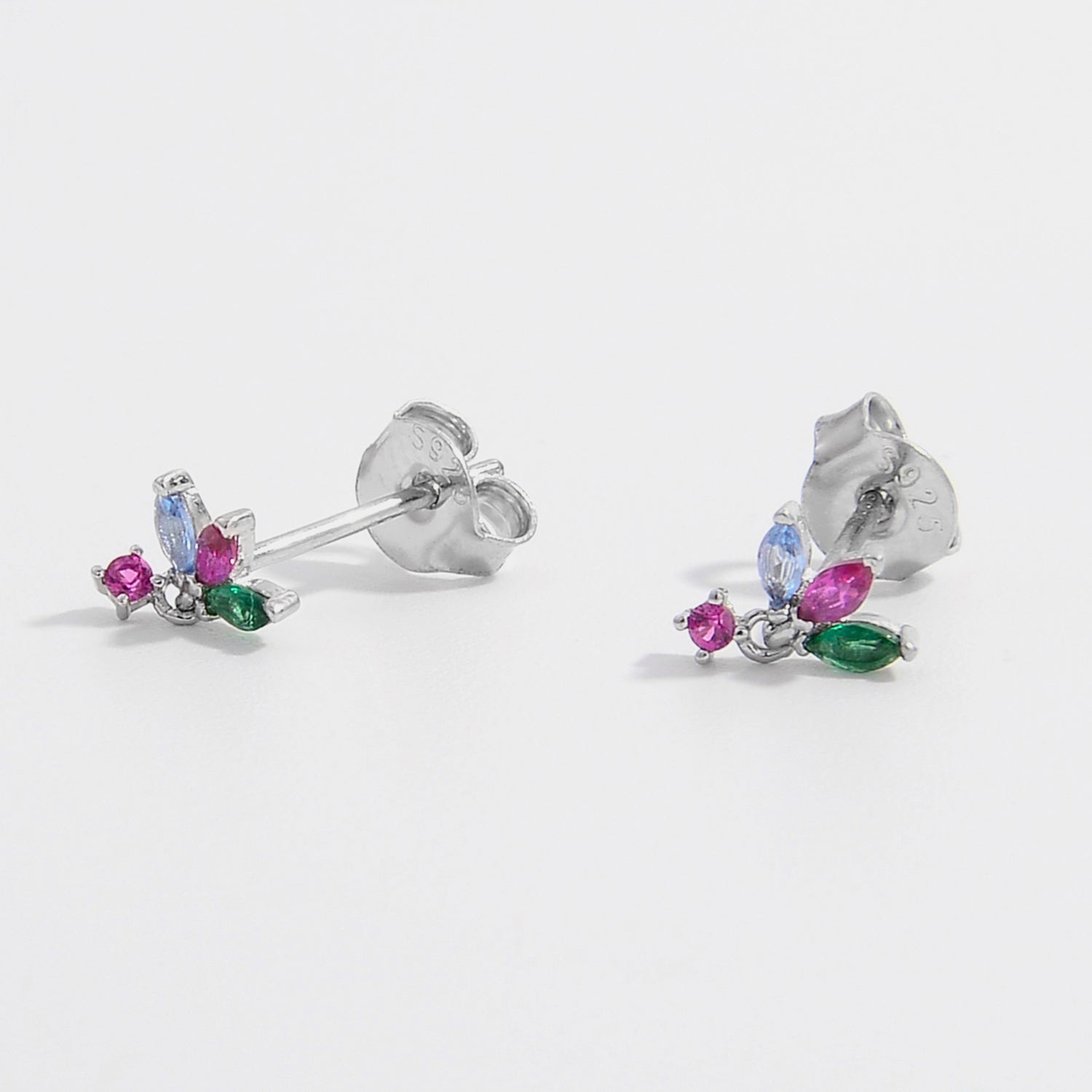 geometric zircon silver studs