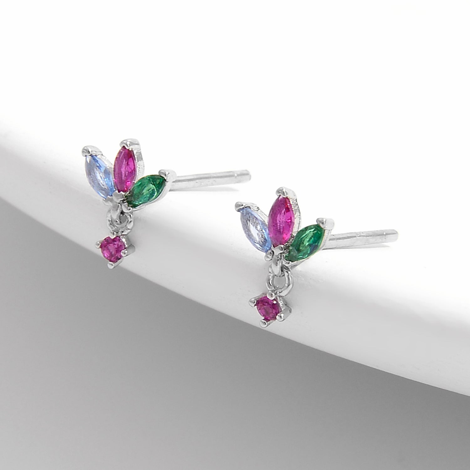 geometric zircon silver studs