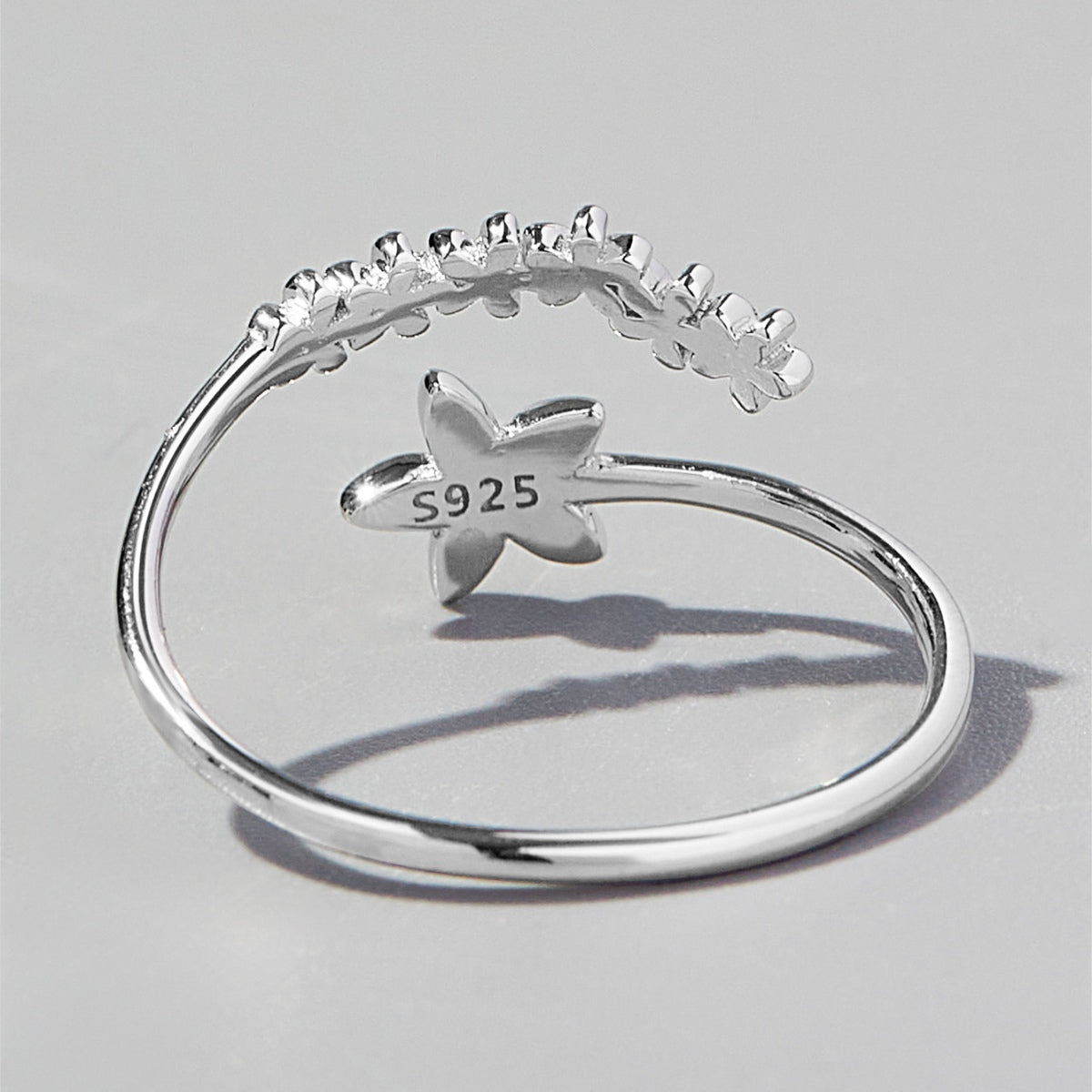 floral silver ring