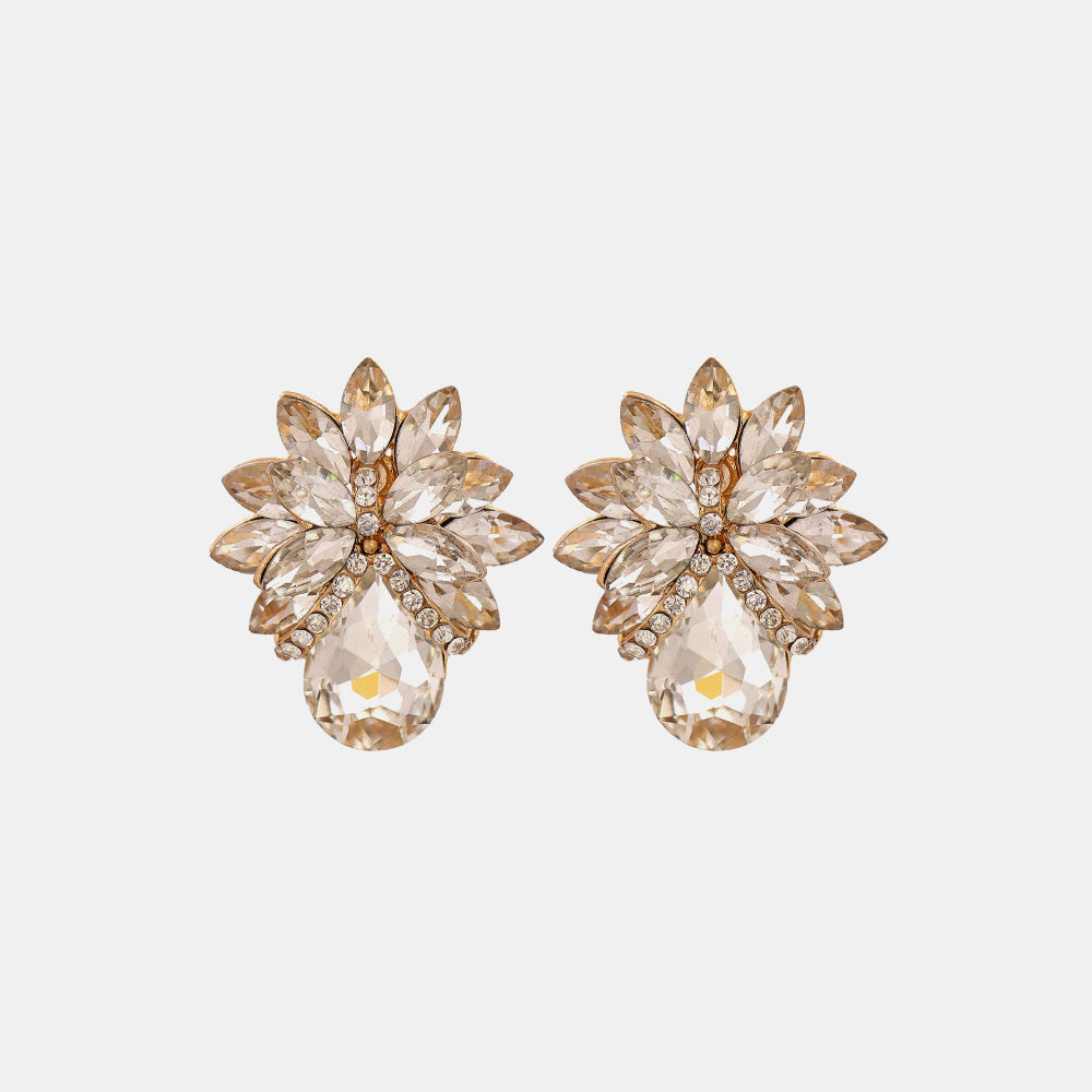 floral glass stone studs