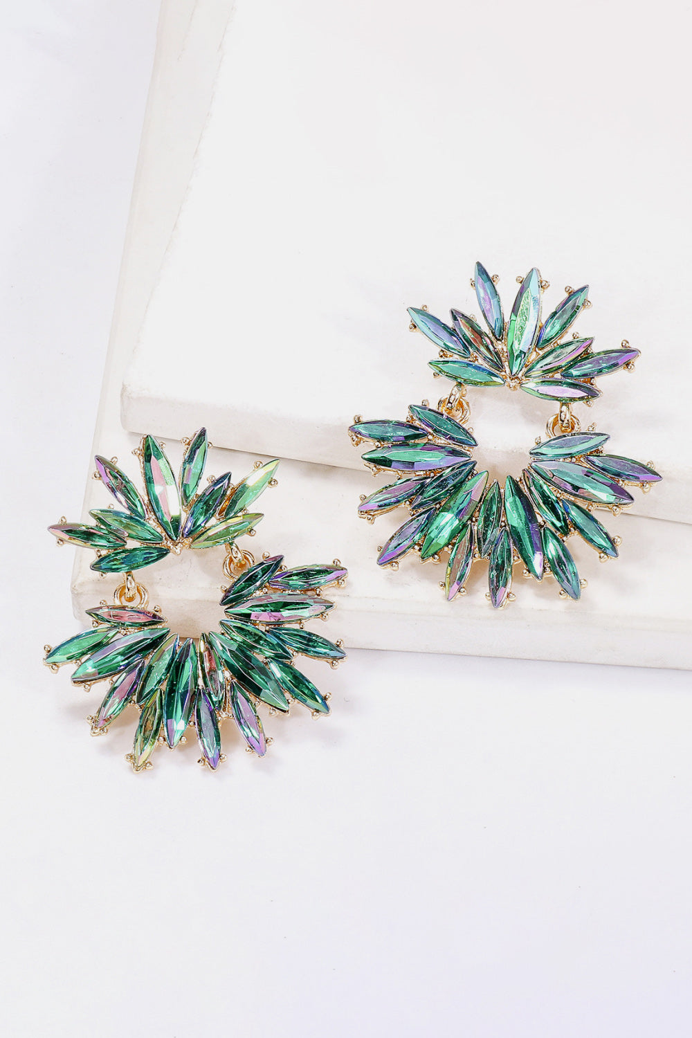 floral glass stone drops