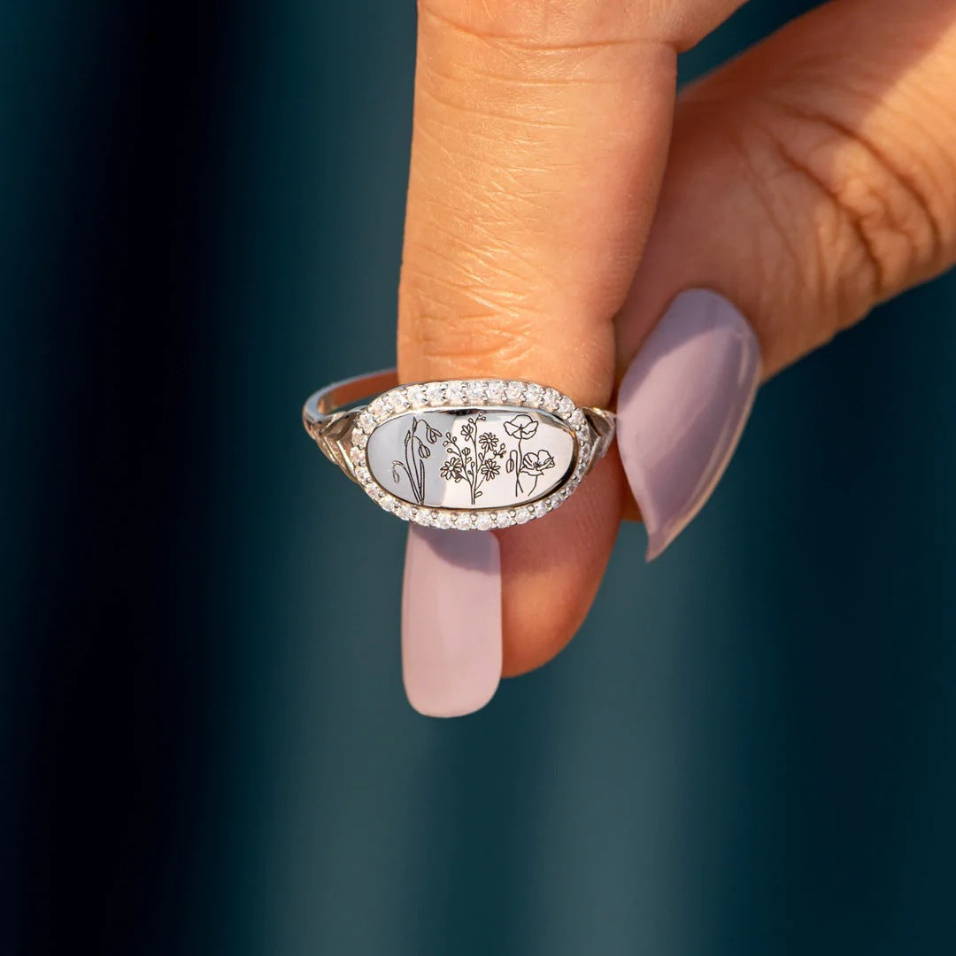 floral epoxy zircon ring
