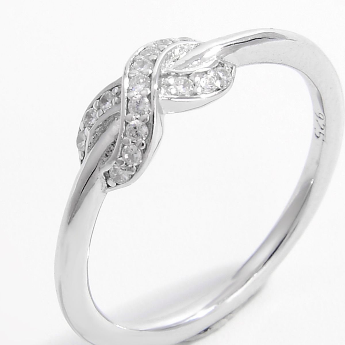 geometric zircon silver ring