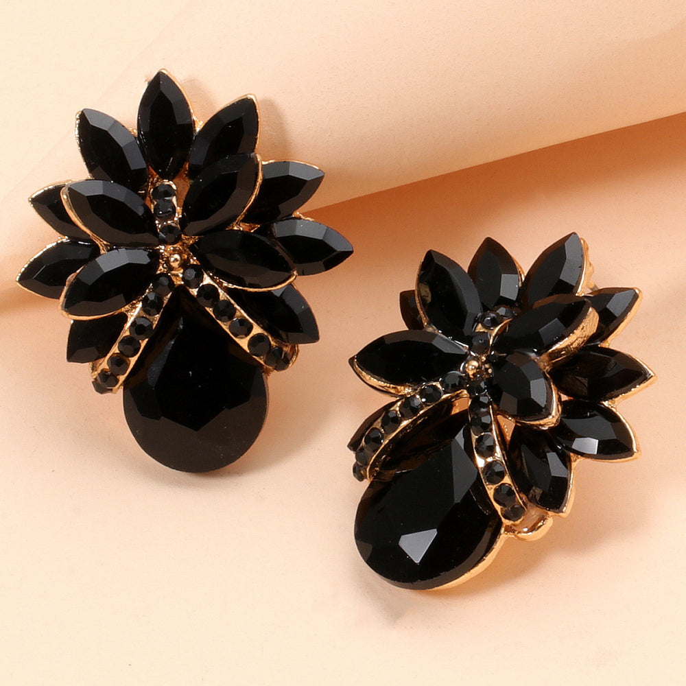 floral glass stone studs