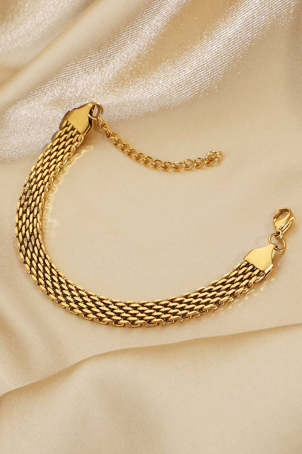 gold wide link bracelet