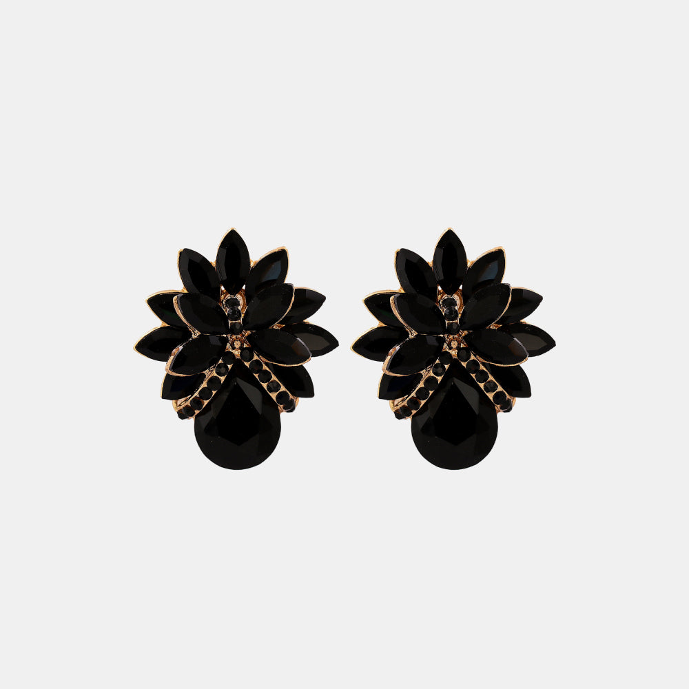 floral glass stone studs