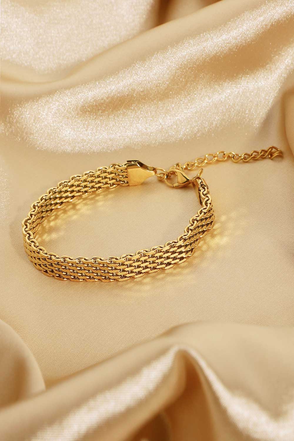 gold wide link bracelet