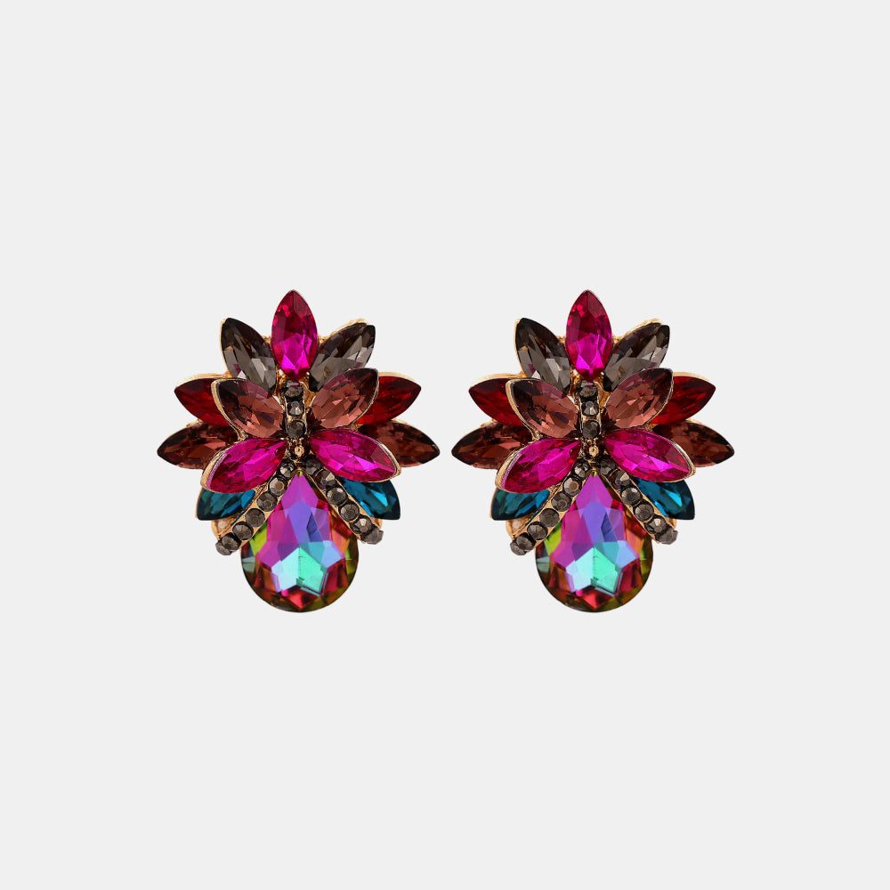 floral glass stone studs