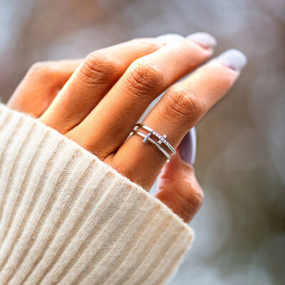 double cross silver ring