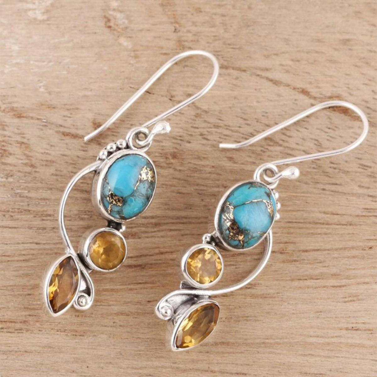 geometric alloy dangle hoops