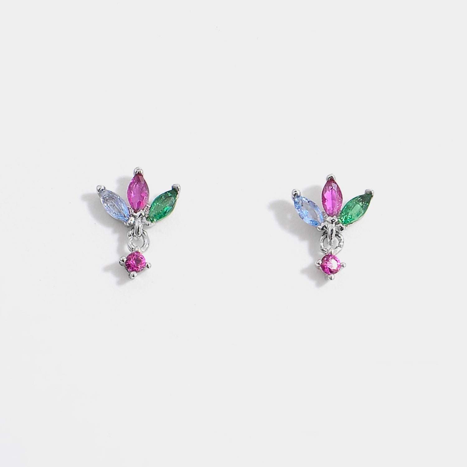 geometric zircon silver studs