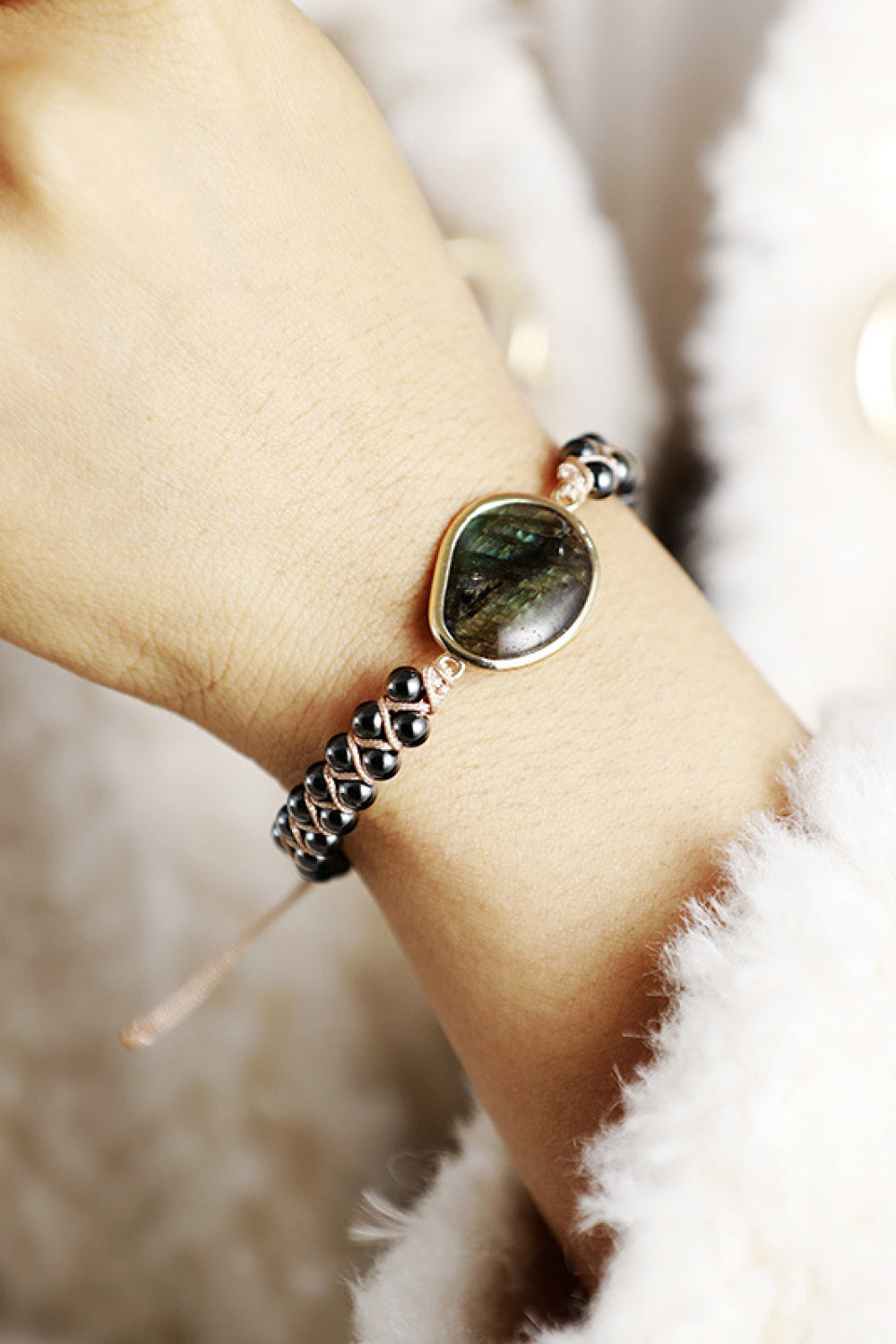 gemstone beaded wristlet