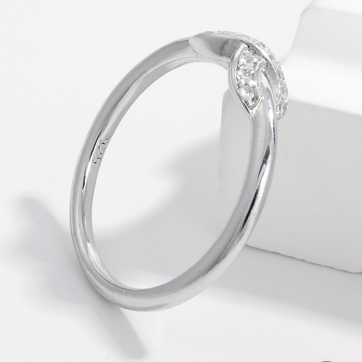 geometric zircon silver ring