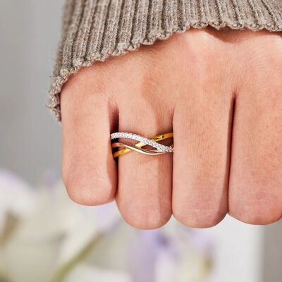 crisscross gold plated ring