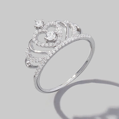 crown zircon silver ring