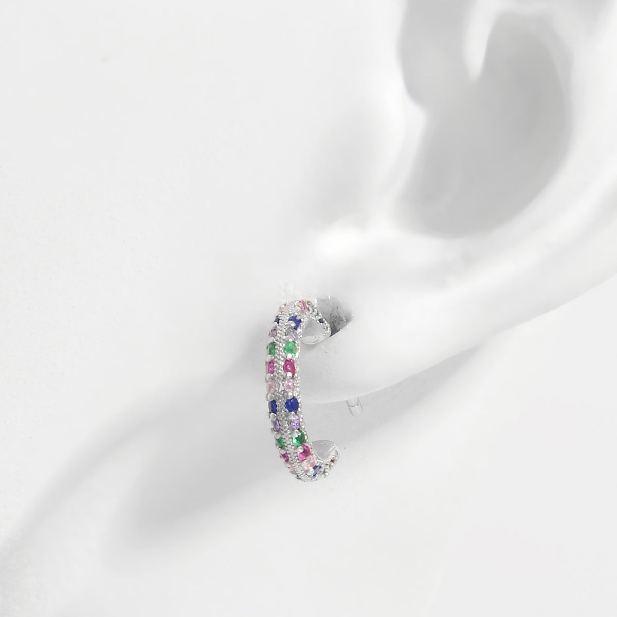 contrast zircon silver studs