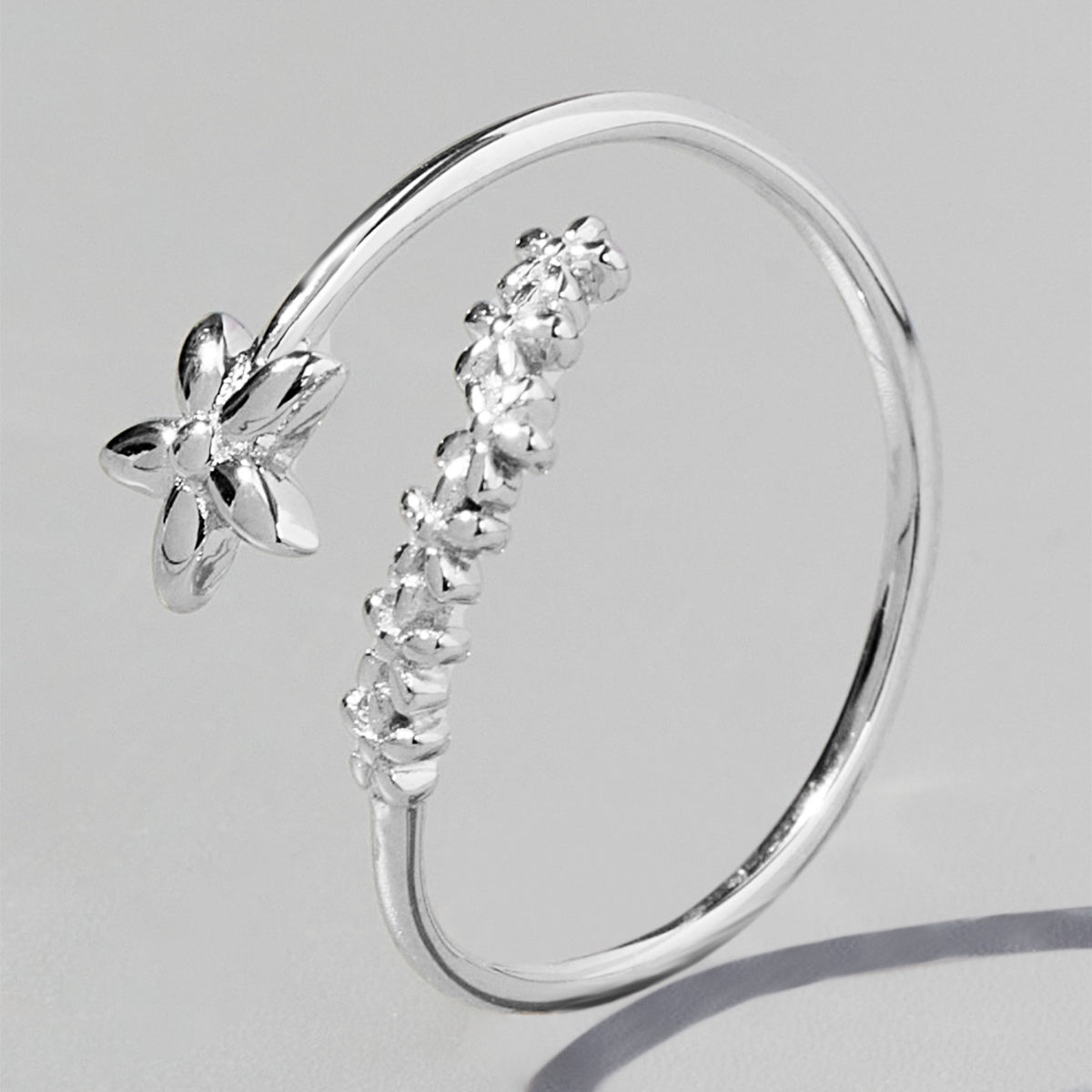 floral silver ring