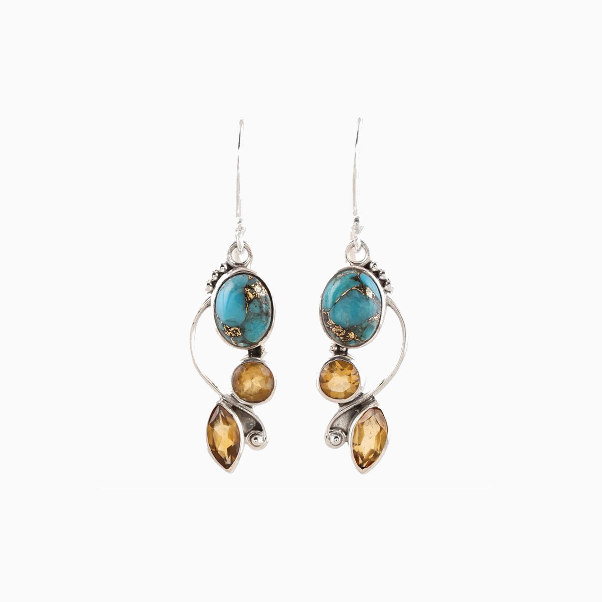 geometric alloy dangle hoops