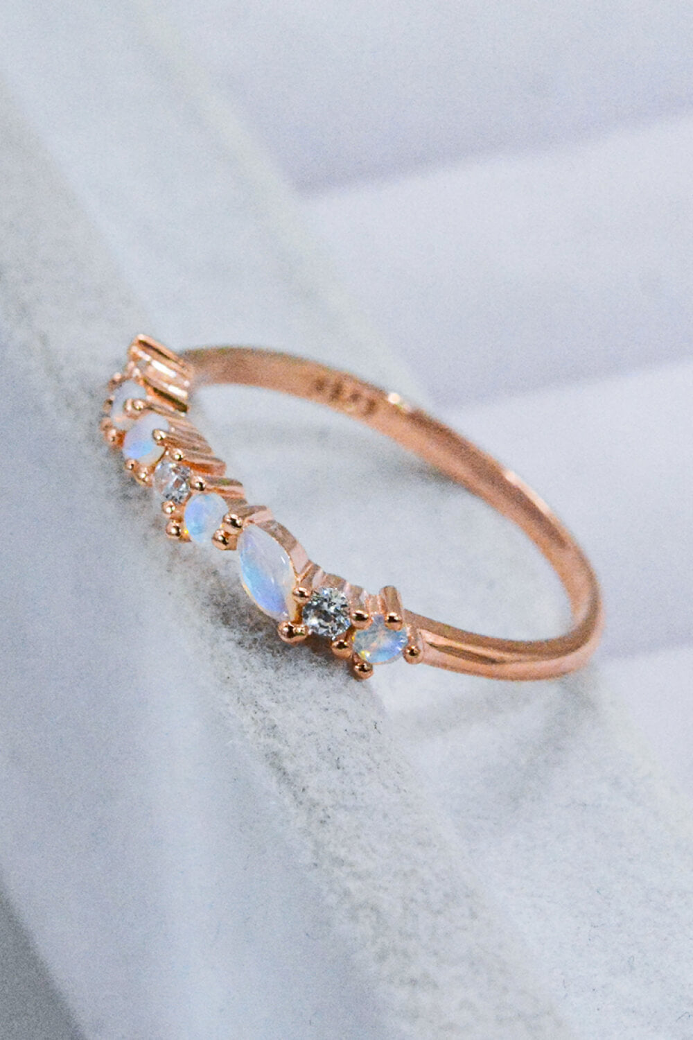 moonstone zircon accent ring