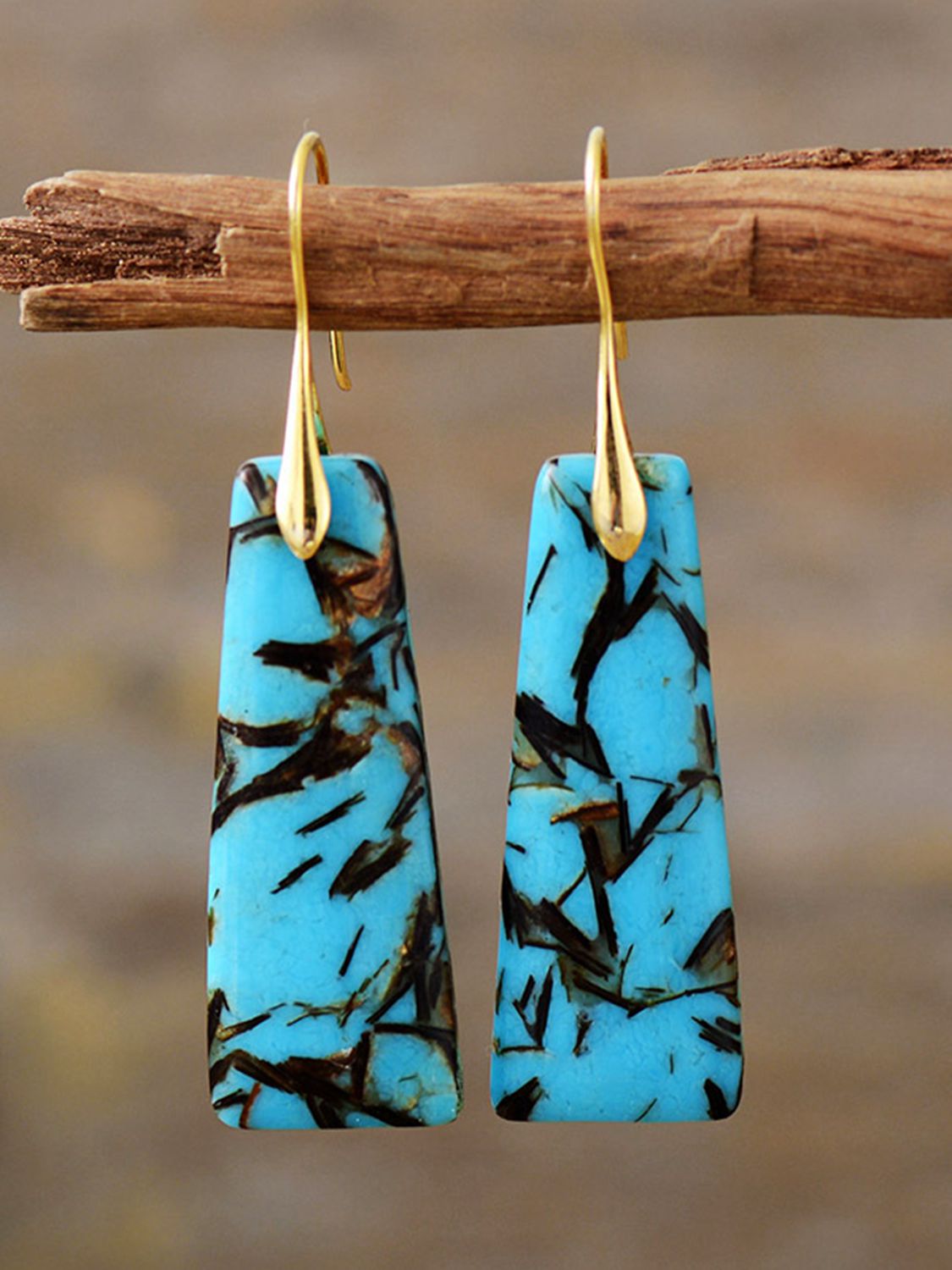 geometric jasper dangle hoops