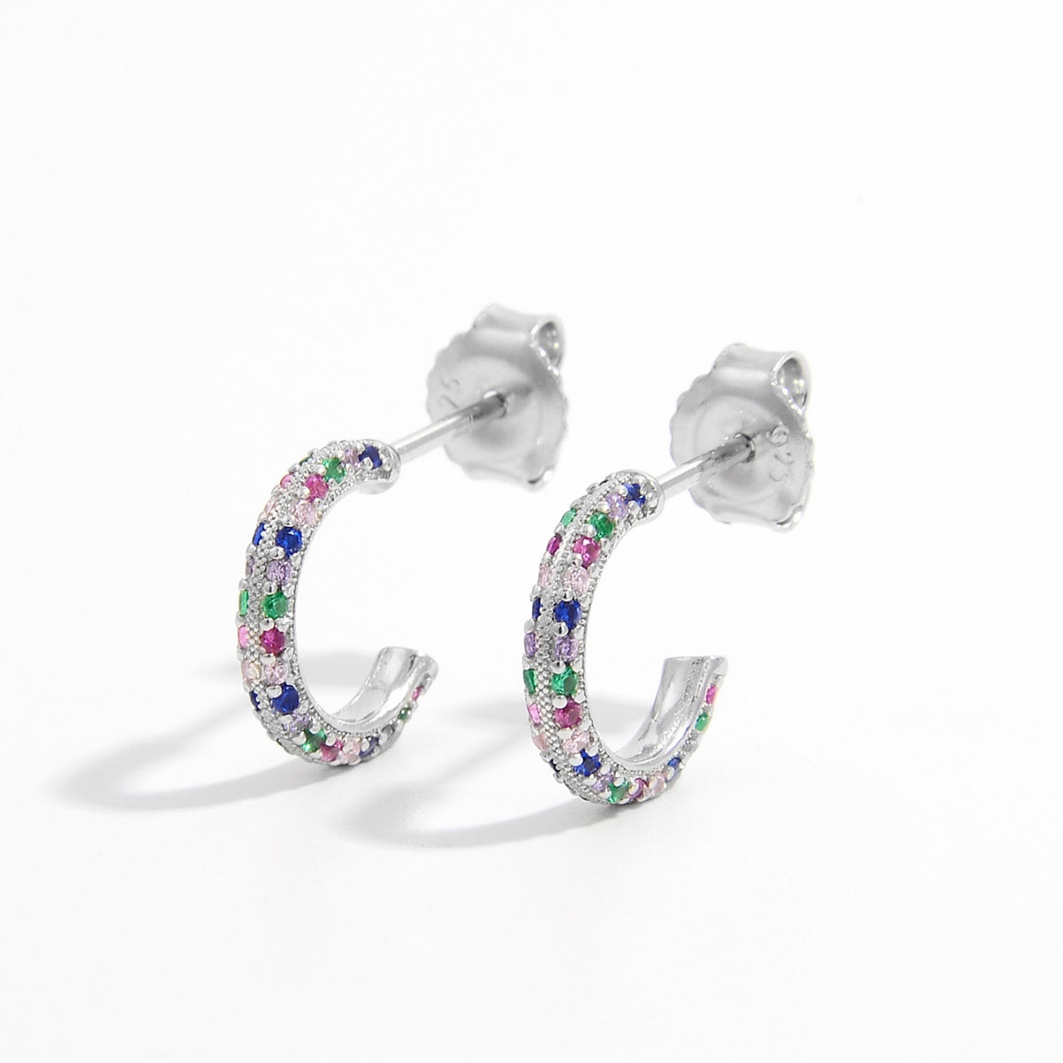 contrast zircon silver studs