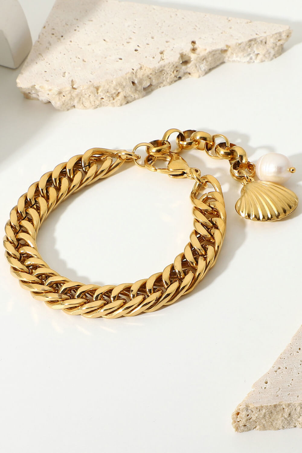 gold curb chain bracelet