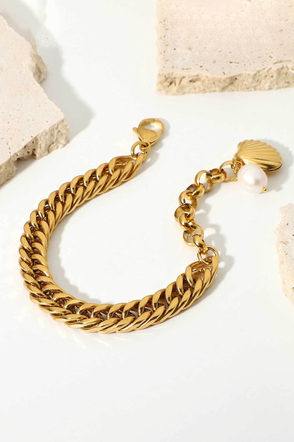 gold curb chain bracelet