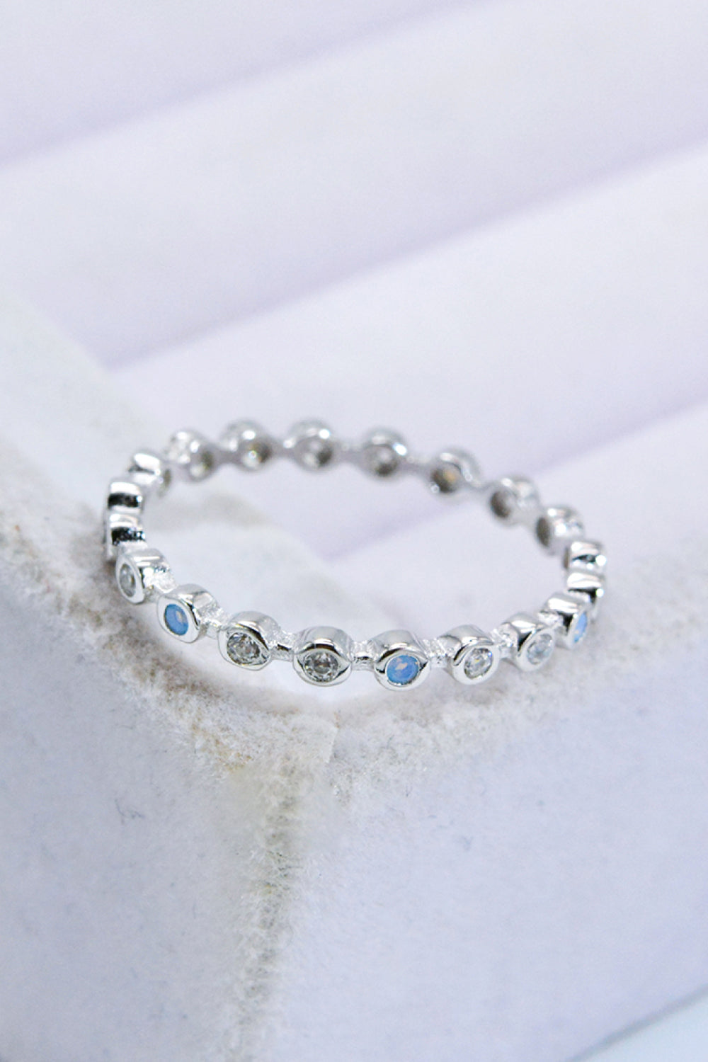moonstone zircon silver ring