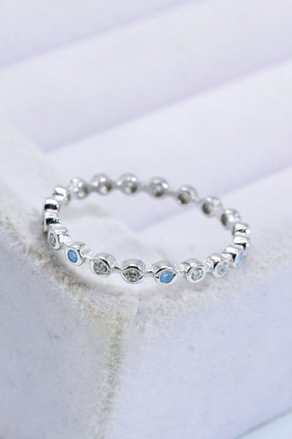 moonstone zircon silver ring