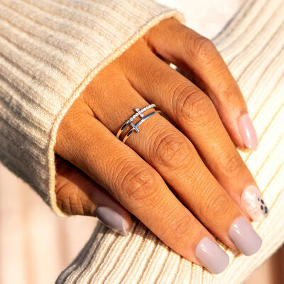 double cross silver ring