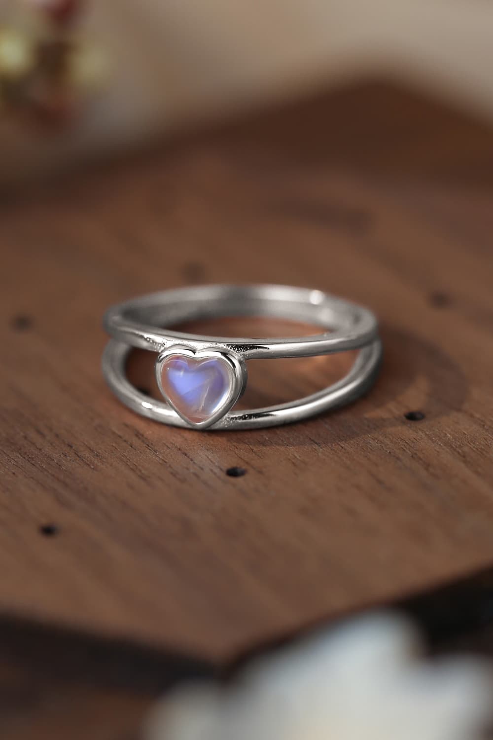 moonstone heart silver ring
