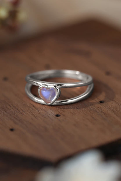 moonstone heart silver ring