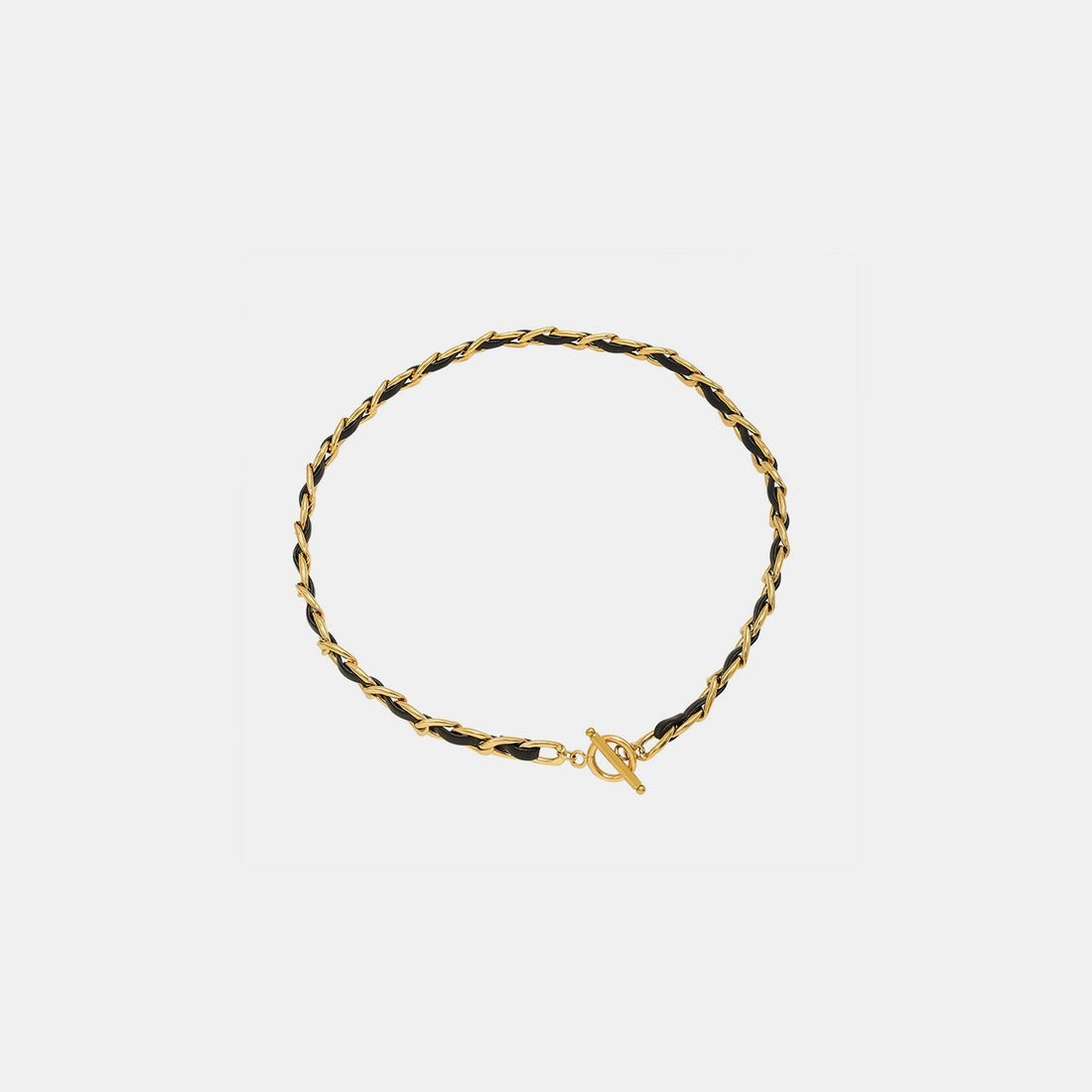 gold leather link choker