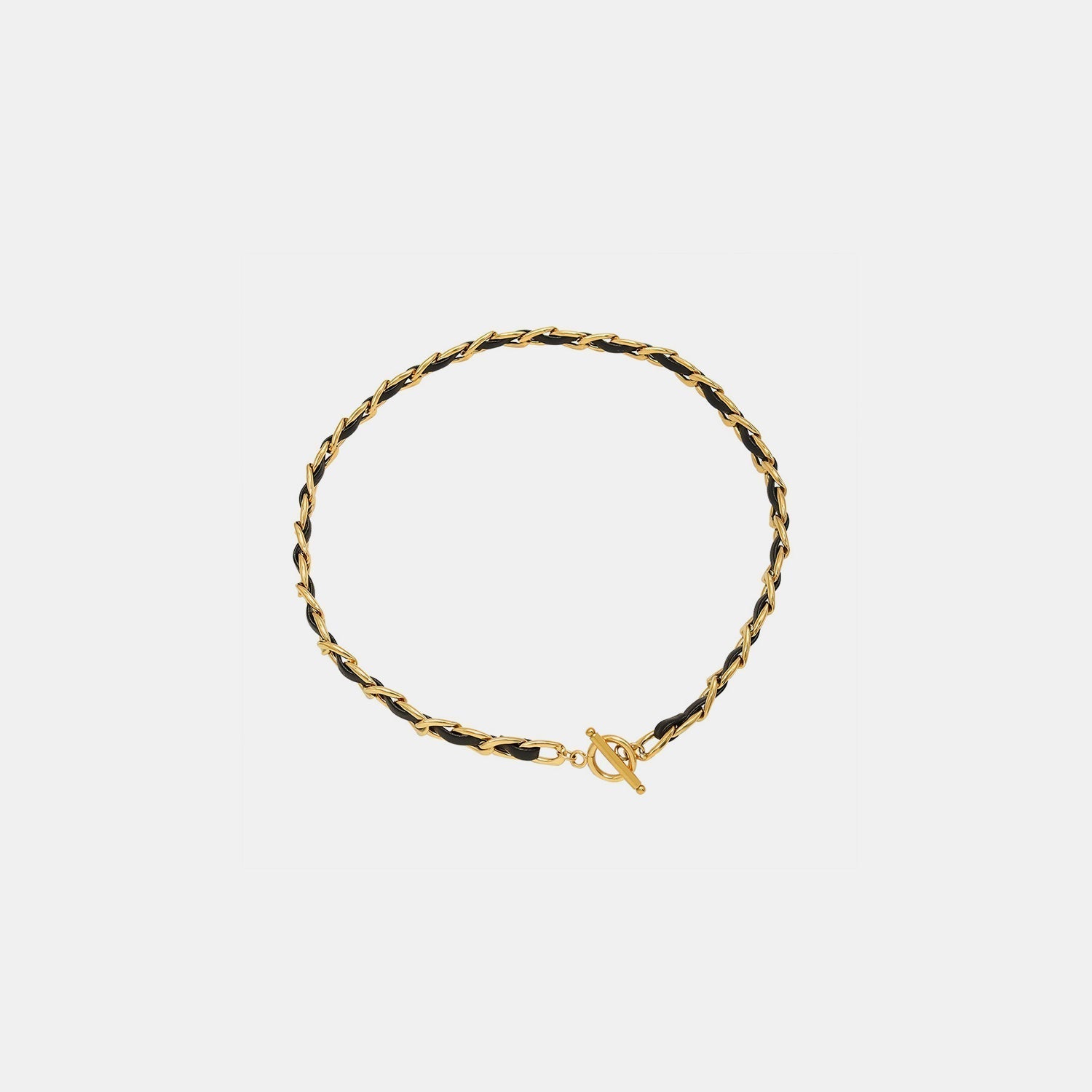gold leather link choker