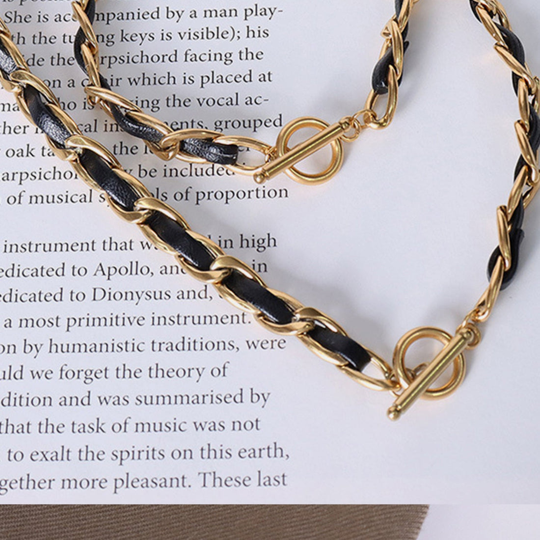 gold leather link choker