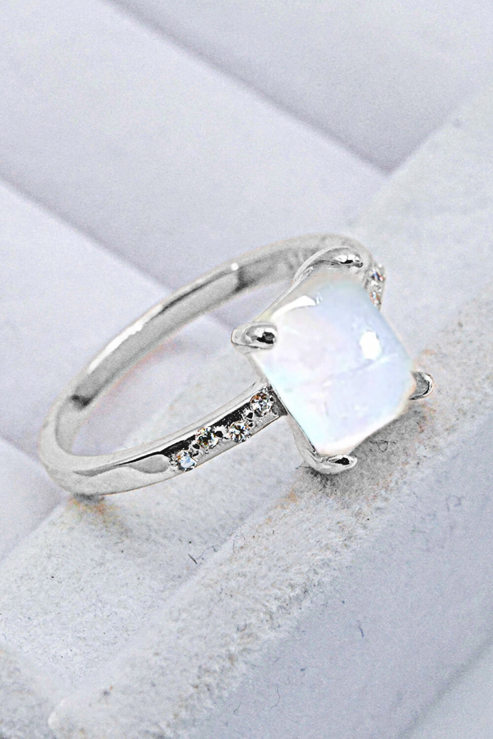 square moonstone silver circle