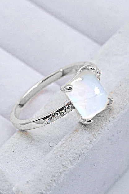 square moonstone silver circle