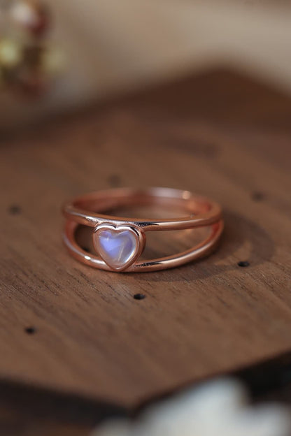 moonstone heart silver ring