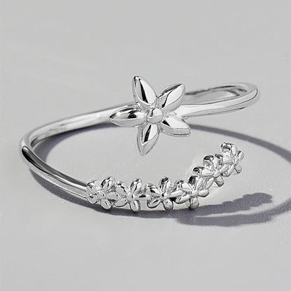 floral silver ring