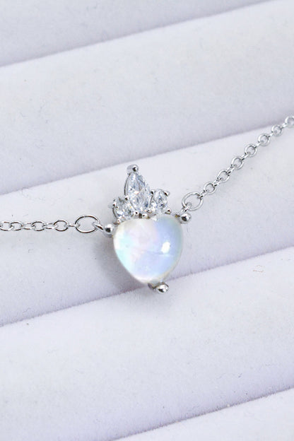 moonstone heart pendant necklace