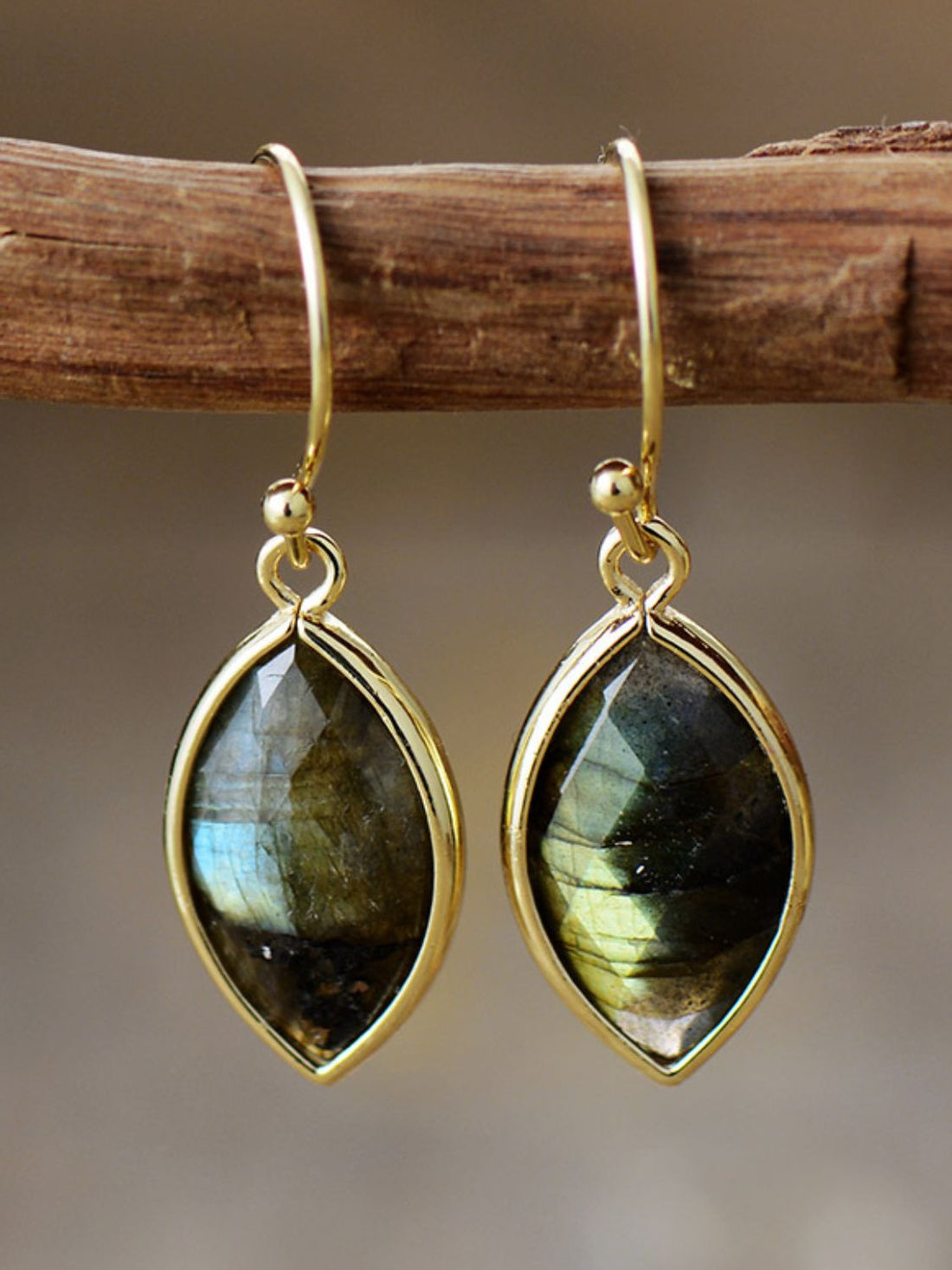 geometric stone dangle hoops