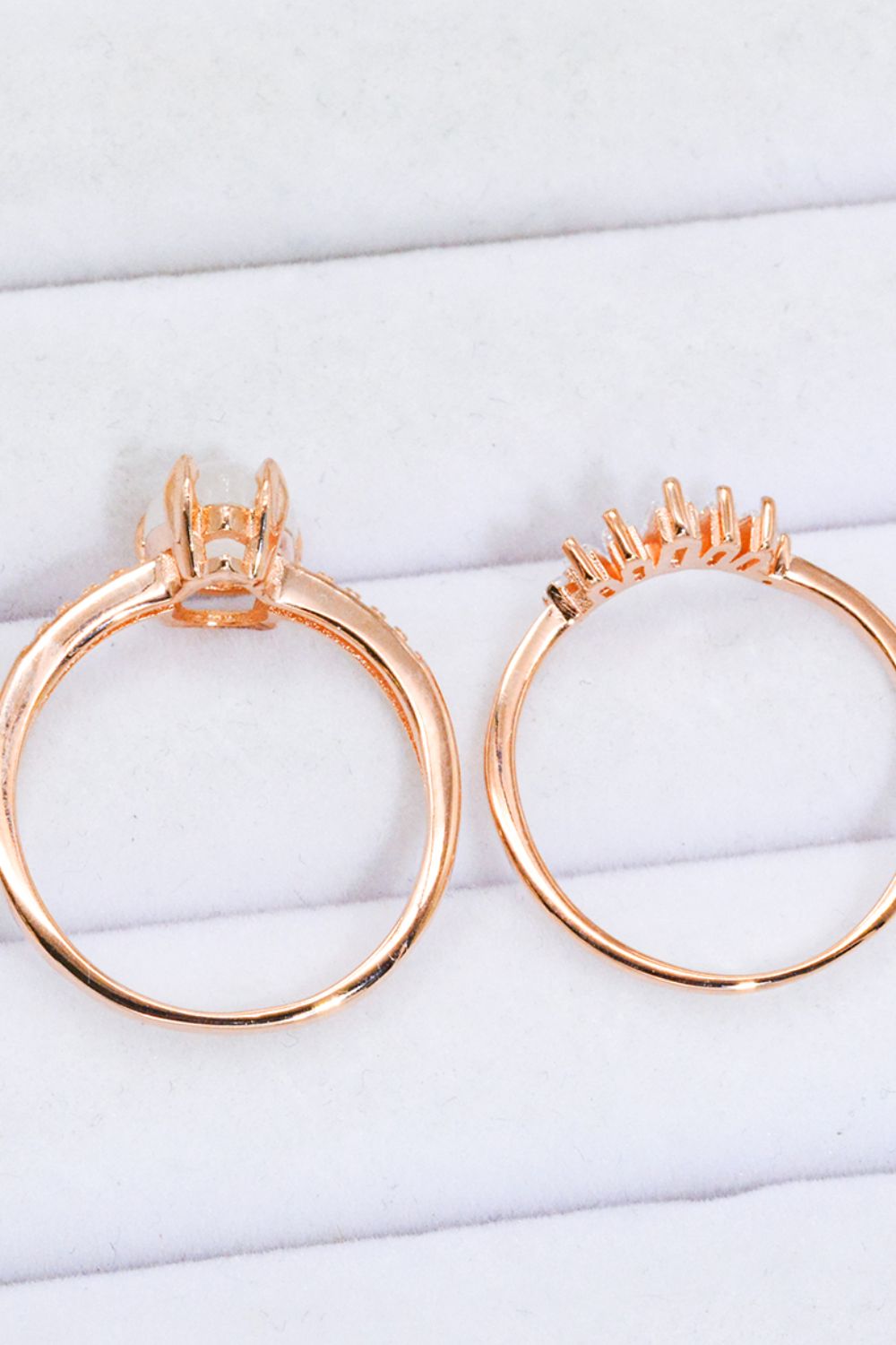 moonstone zircon rose gold set