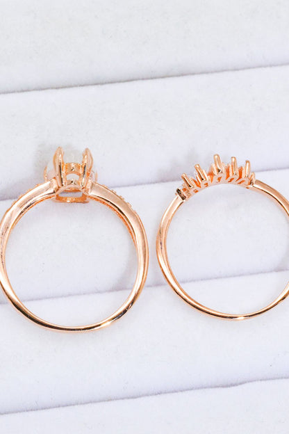 moonstone zircon rose gold set