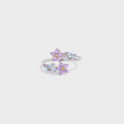 blossom zircon silver ring