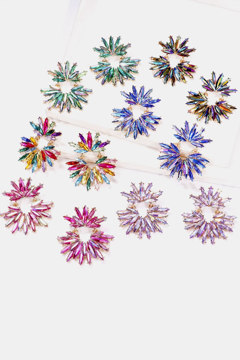 floral glass stone drops