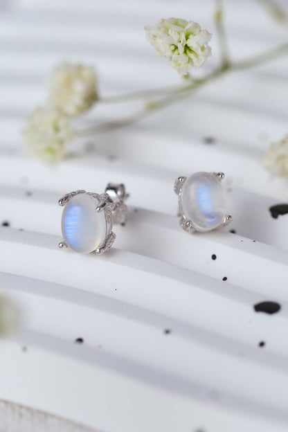moonstone silver stud earrings